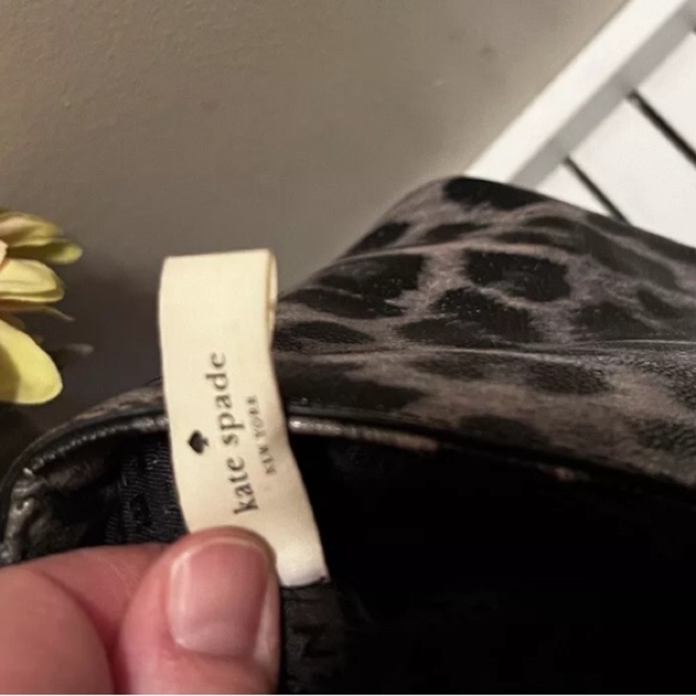 Kate ♠️ Spade New York Black & Gray Leopard Print Small Tote Handbag EUC RARE - Picture 8 of 8